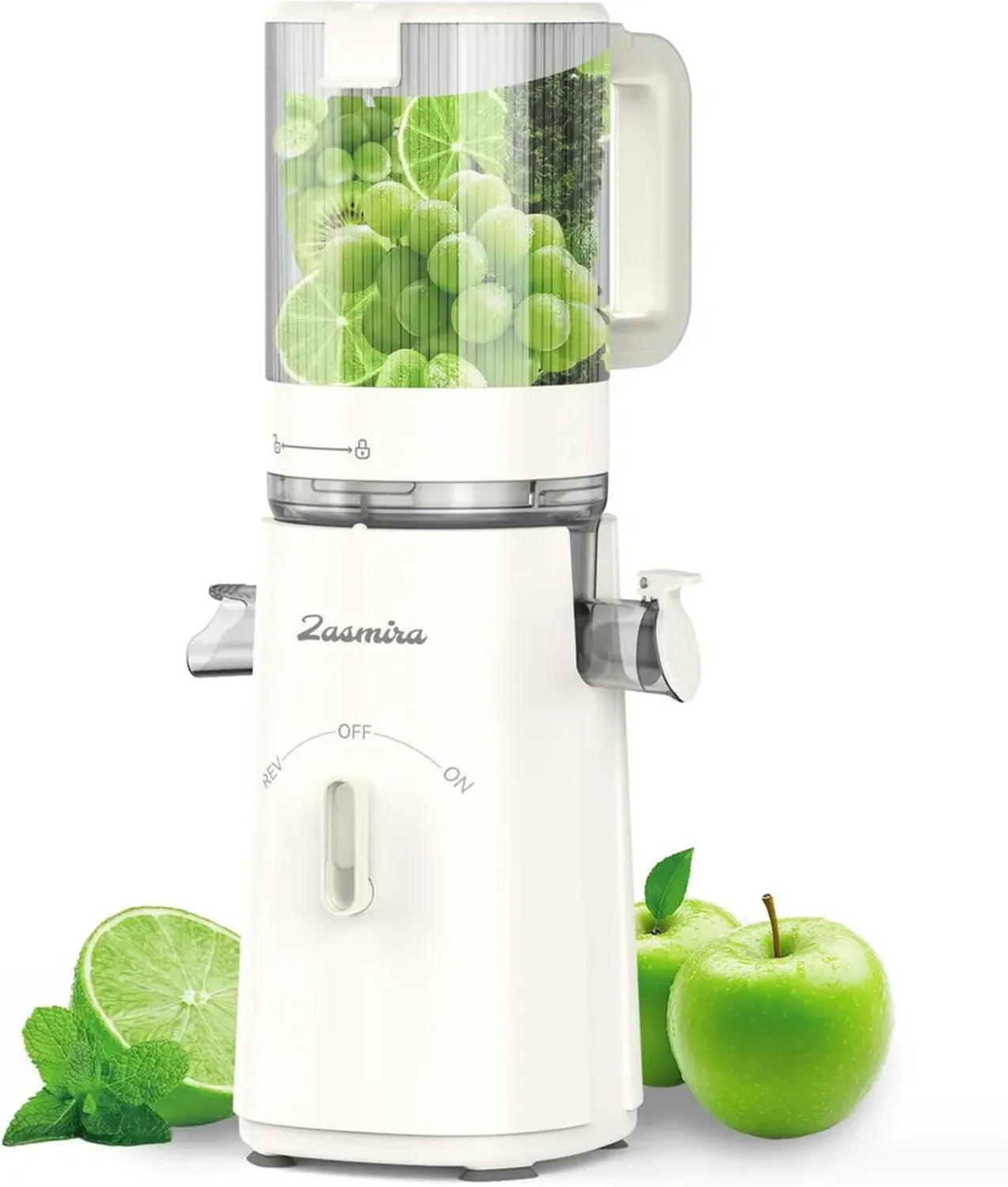 Zasmira Slow Juicer mit 120 mm Breitem Einfüllschacht, Hohe Saftausbeute, Einfach zu Reinigen, Für Ganzes Obst und Gemüse