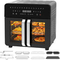 Doppelte Heißluftfritteuse 23L - XXL Airfryer mit Dual Zone, 15 Modi, großes Sichtfenster, French Door Design, 5-teiliges Zubehörset
