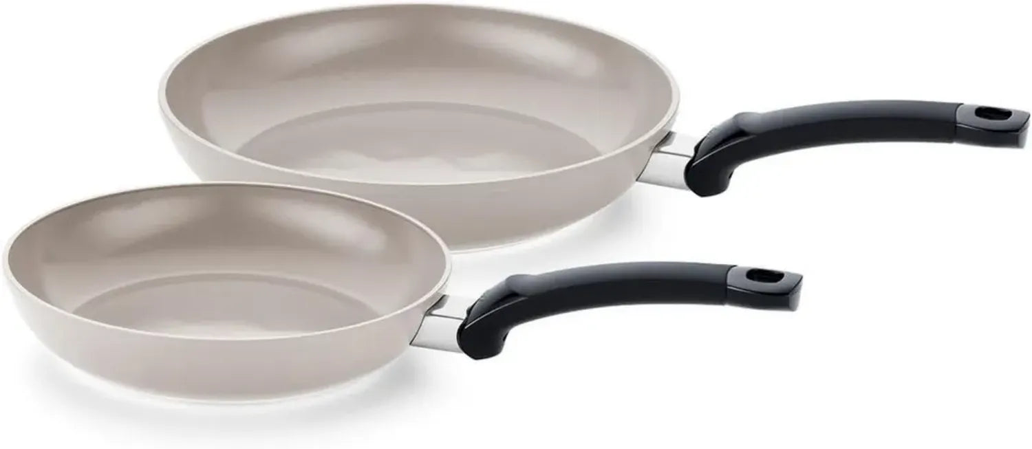 Fissler Ceratal Keramik-Pfannenset, 2-teilig, induktionsgeeignet, antihaftend, Grau (24+28 cm)