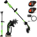 Kabellose 21V Akku-Gartenfräse mit 10cm Arbeitsbreite und Tiefe, 2300 U/min, für Beete und Hochbeete, inklusive 2 Batterien