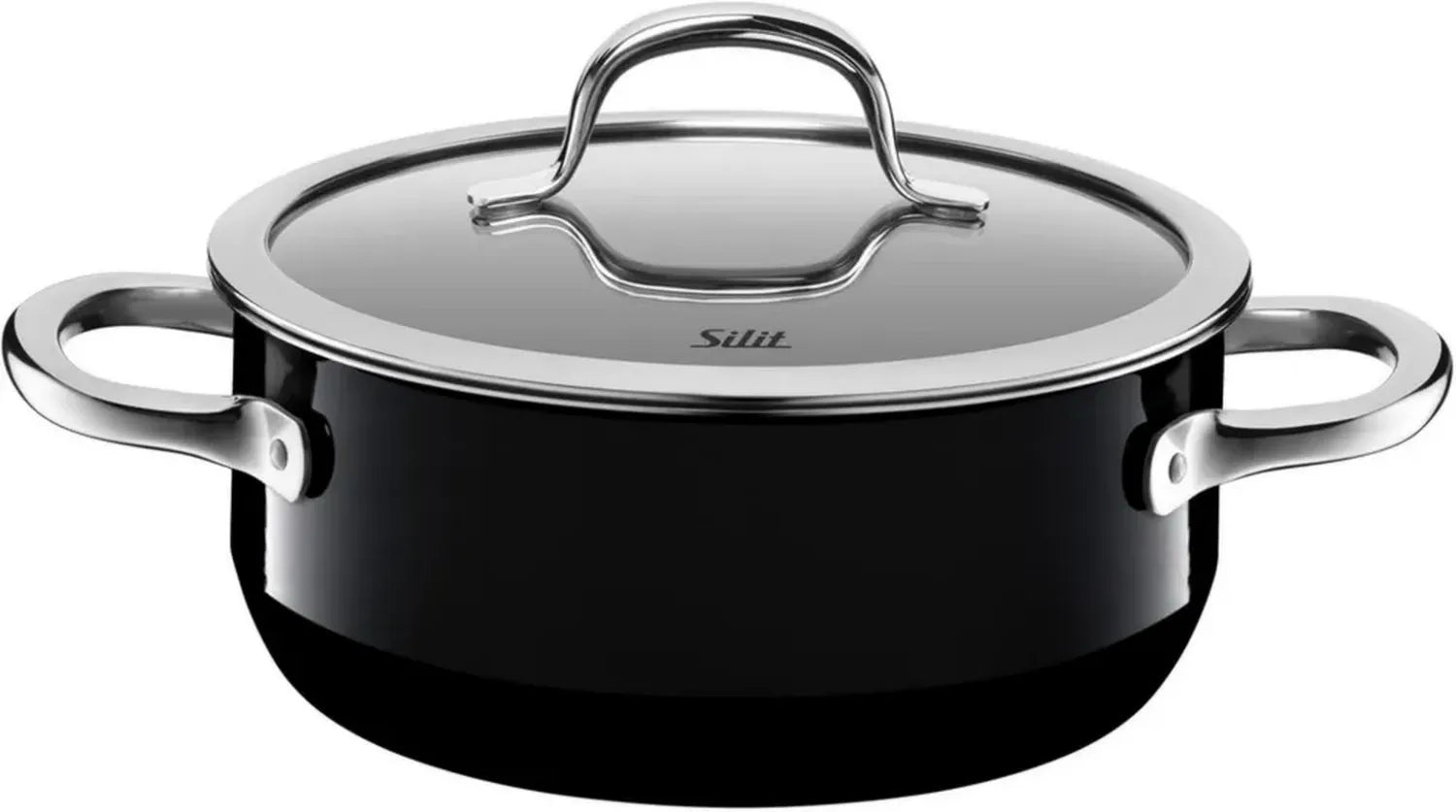Silit Schwarzer Kochtopf 20cm mit Glasdeckel, Induktion geeignet, 2,4l
