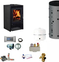 Schwarzer wasserführender Kamin Marbella Compact für effiziente Heizung 12 kW