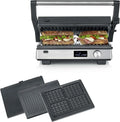SEVERIN 3-in-1 Kontaktgrill mit Keramik, XL-Fläche, 2000W, spülmaschinenfest, schwarz/Edelstahl