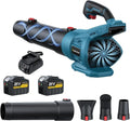 Kabelloser Laubbläser, kompatibel mit Makita 18V Akkus, bürstenloser Motor, 2 Akkus, 288 km/h Luftgeschwindigkeit, 800 m³/h Luftvolumen, inklusive Ladegerät und 3 Düsen für Garten und Reinigung