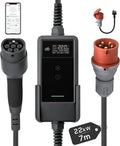 Leistungsstarke Mobile Wallbox 22kW mit App-Steuerung und Stromzähler - Inklusive 7m Typ-2 Ladekabel