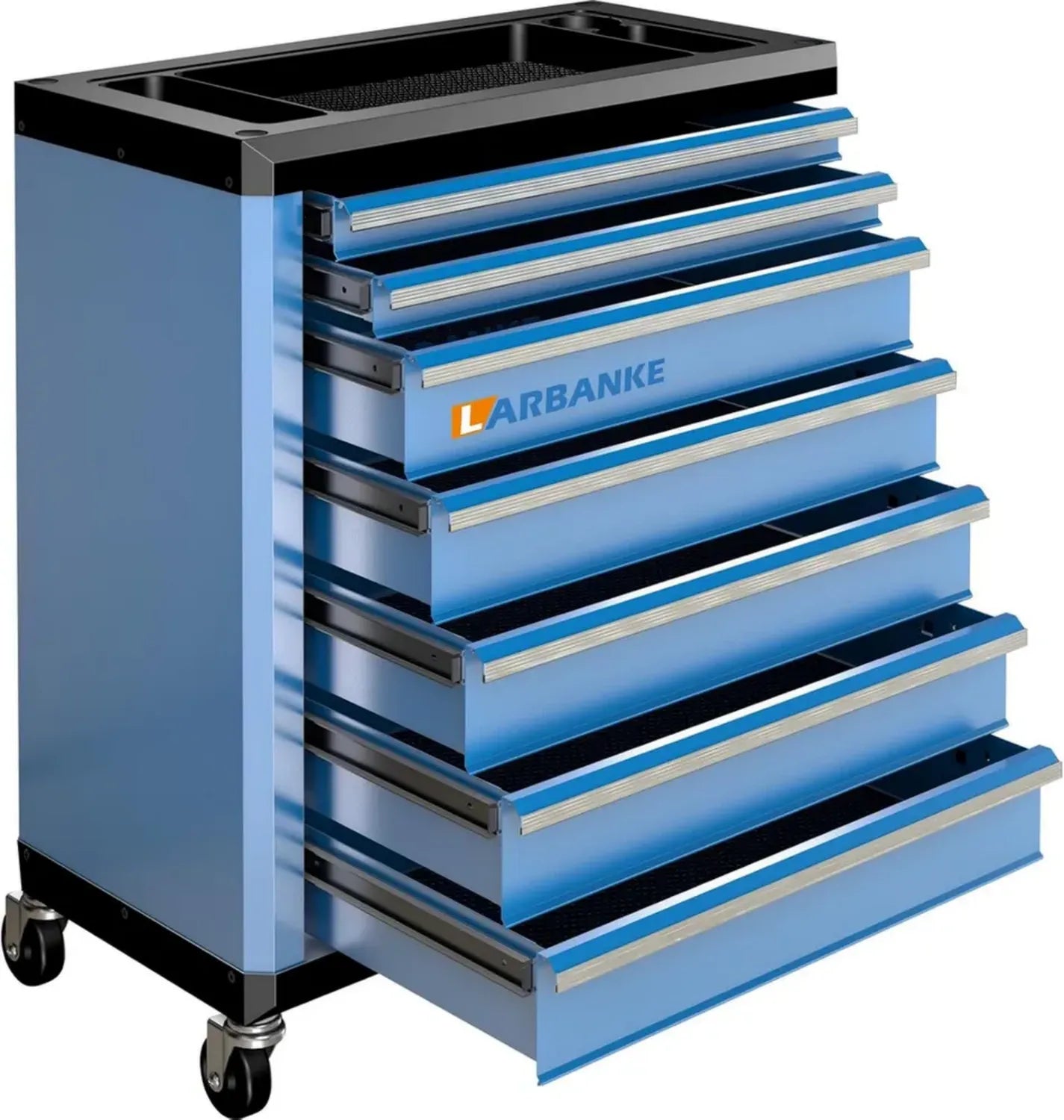 Mobiler LARBANKE Werkstattwagen mit 7 abschließbaren Schubladen und Antirutschmatten, Blau