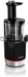 Bosch Slow Juicer, schonender Nährstofferhalt, leiser Betrieb, einfache Reinigung, 3 Siebe, für harte Früchte und Gemüse, BPA-frei, 150 W, schwarz