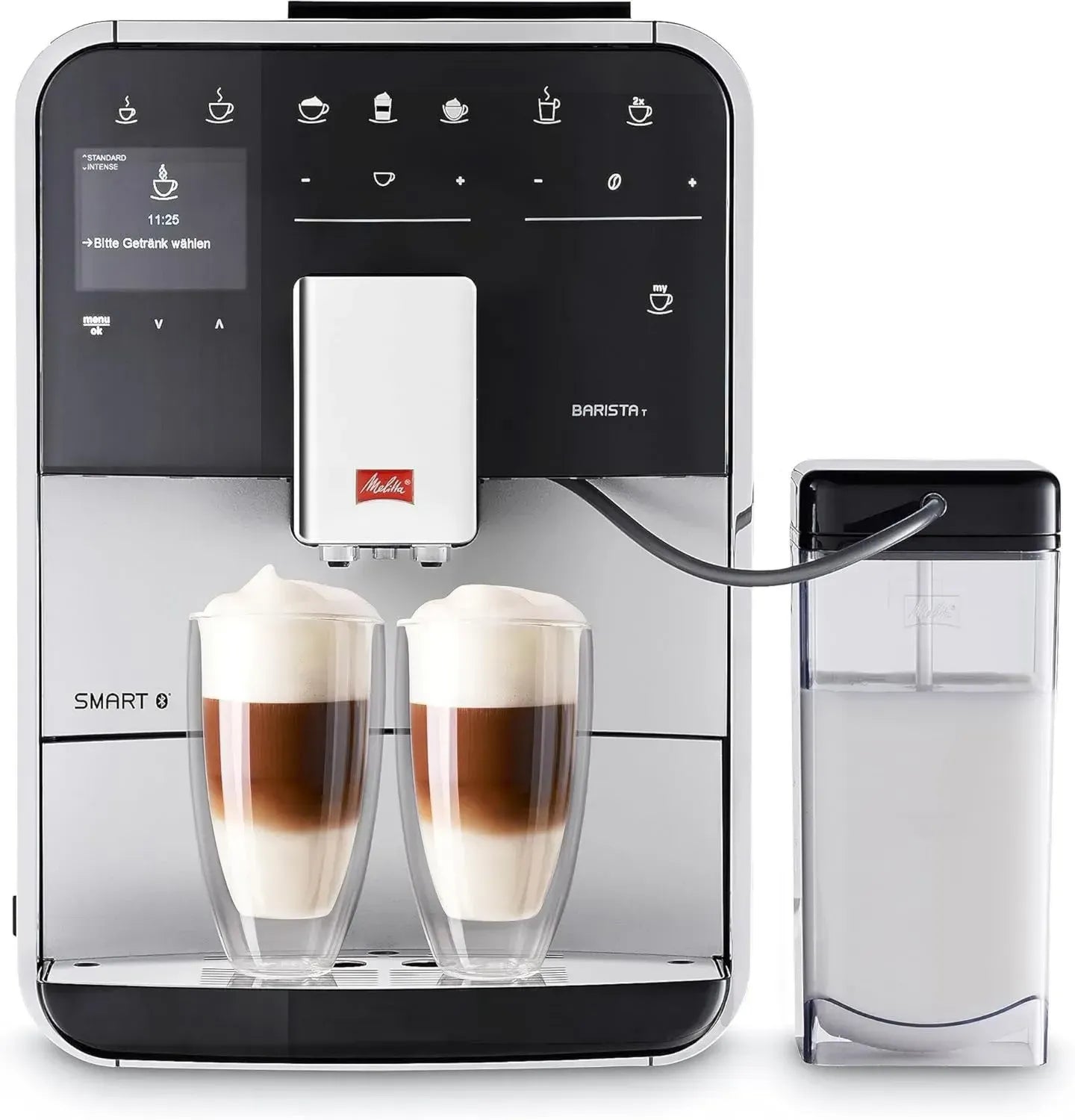Melitta Kaffeevollautomat Barista T Smart - Intelligentes Milchsystem, Mahlwerk integriert, App-Steuerung, Silber/Schwarz, für Cappuccino & Espresso
