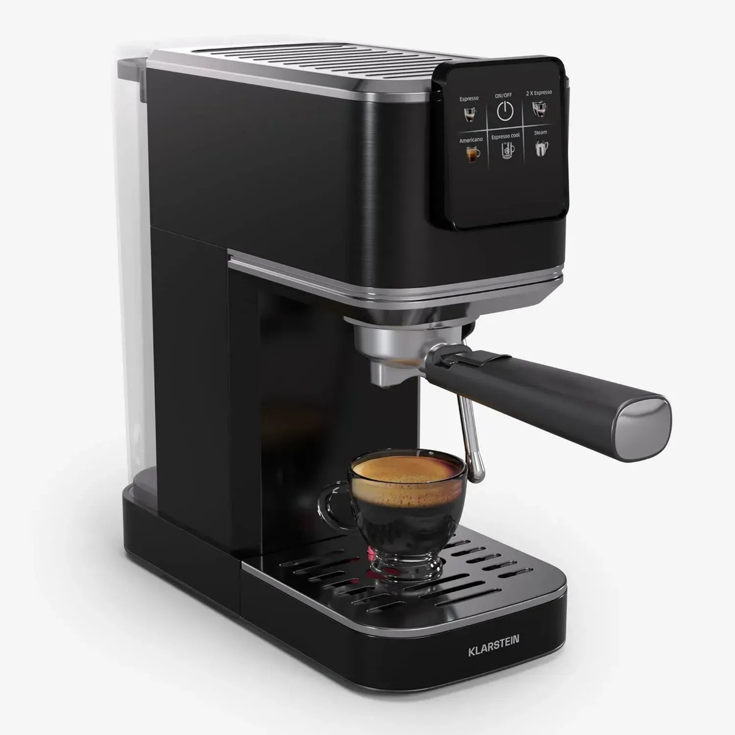 Klarstein Espressomaschine 20 Bar, 1350W, 1,2L, Dampfdüse, Edelstahl, Kompakt