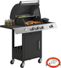 Outsunny Gasgrill 10,5 kW - 3+1 Brenner mit Seitenkocher und Flaschenöffner