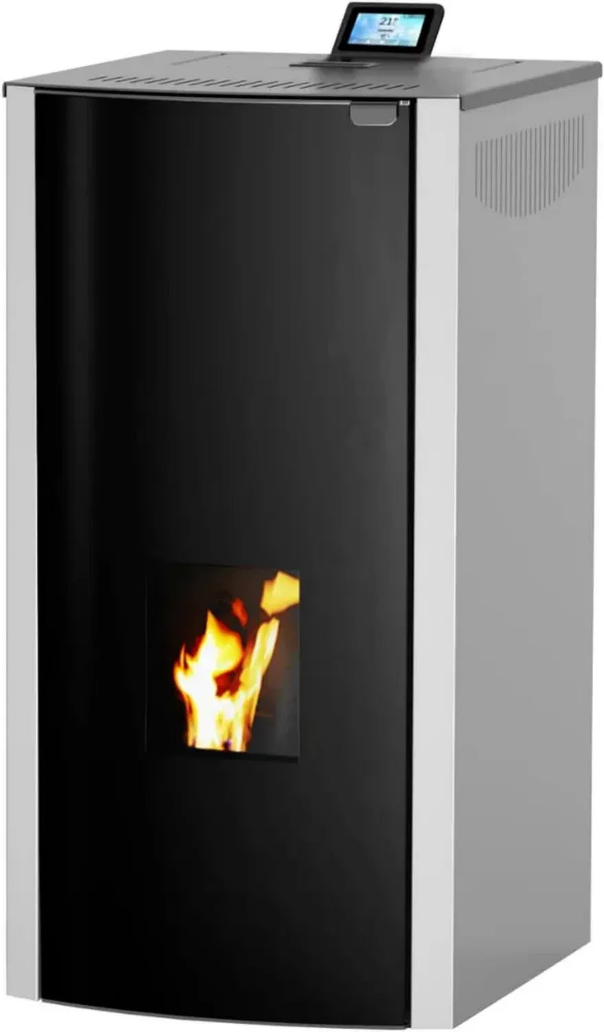 Effizienter Holzpellet-Kaminofen 18 kW, Metall-Lackierung, Glastür, WLAN-Modul