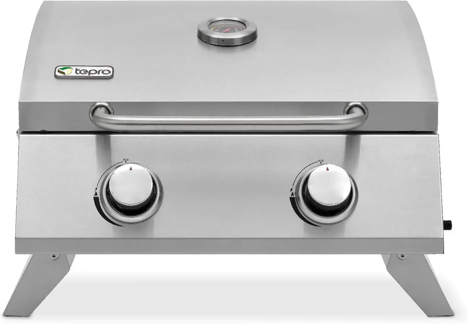 Tepro Tischgrill Chicago - 2 leistungsstarke Brenner, 3 kW, integriertes Thermometer, Piezozündung, kompakte Größe, Silber