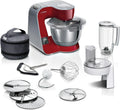 Bosch Küchenmaschine Serie 4, 1000 W, Edelstahl, 3,9L Schüssel, Mixer 1,25L, Profi-Knethaken, Spülmaschinengeeignet, Dunkelrot