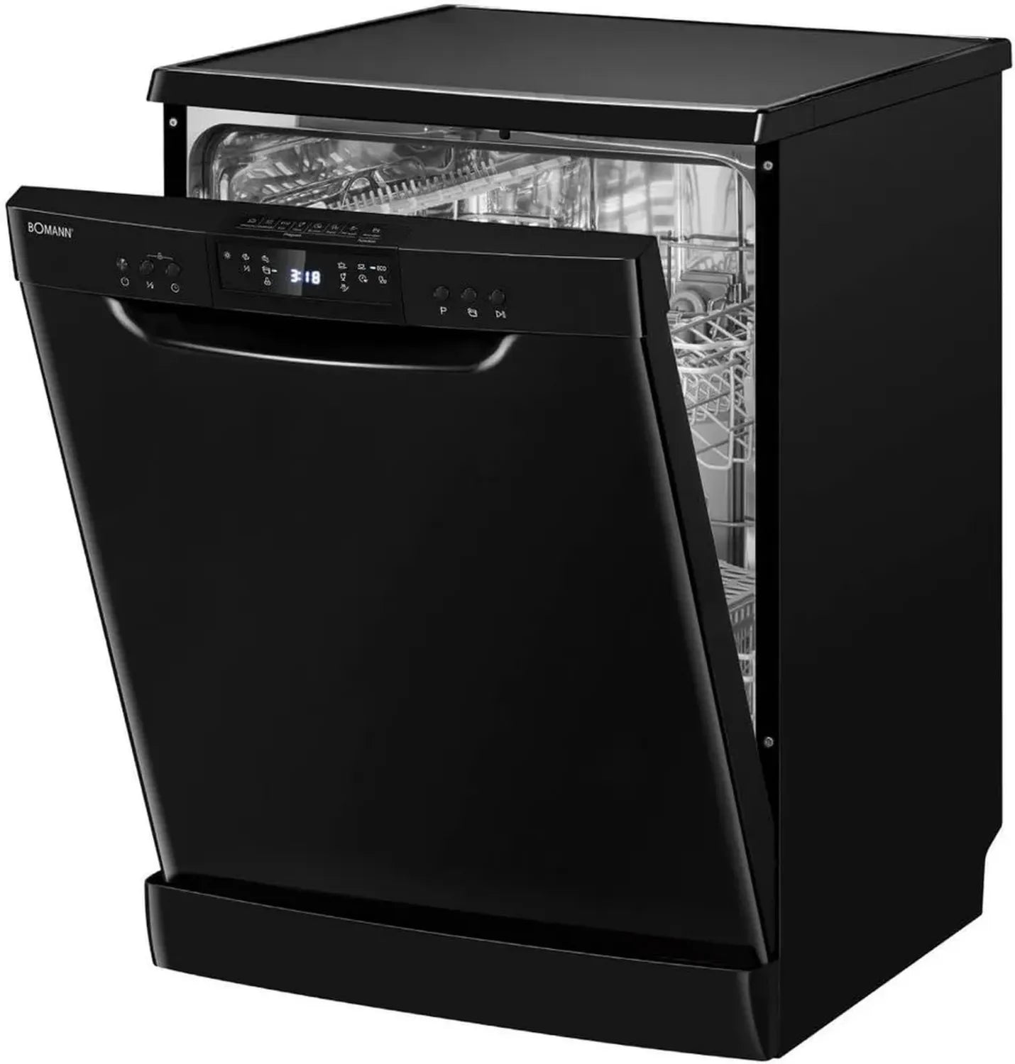 Bomann 60 cm Geschirrspüler, 14 Maßgedecke, 7 Programme, Unterbau geeignet, schwarz