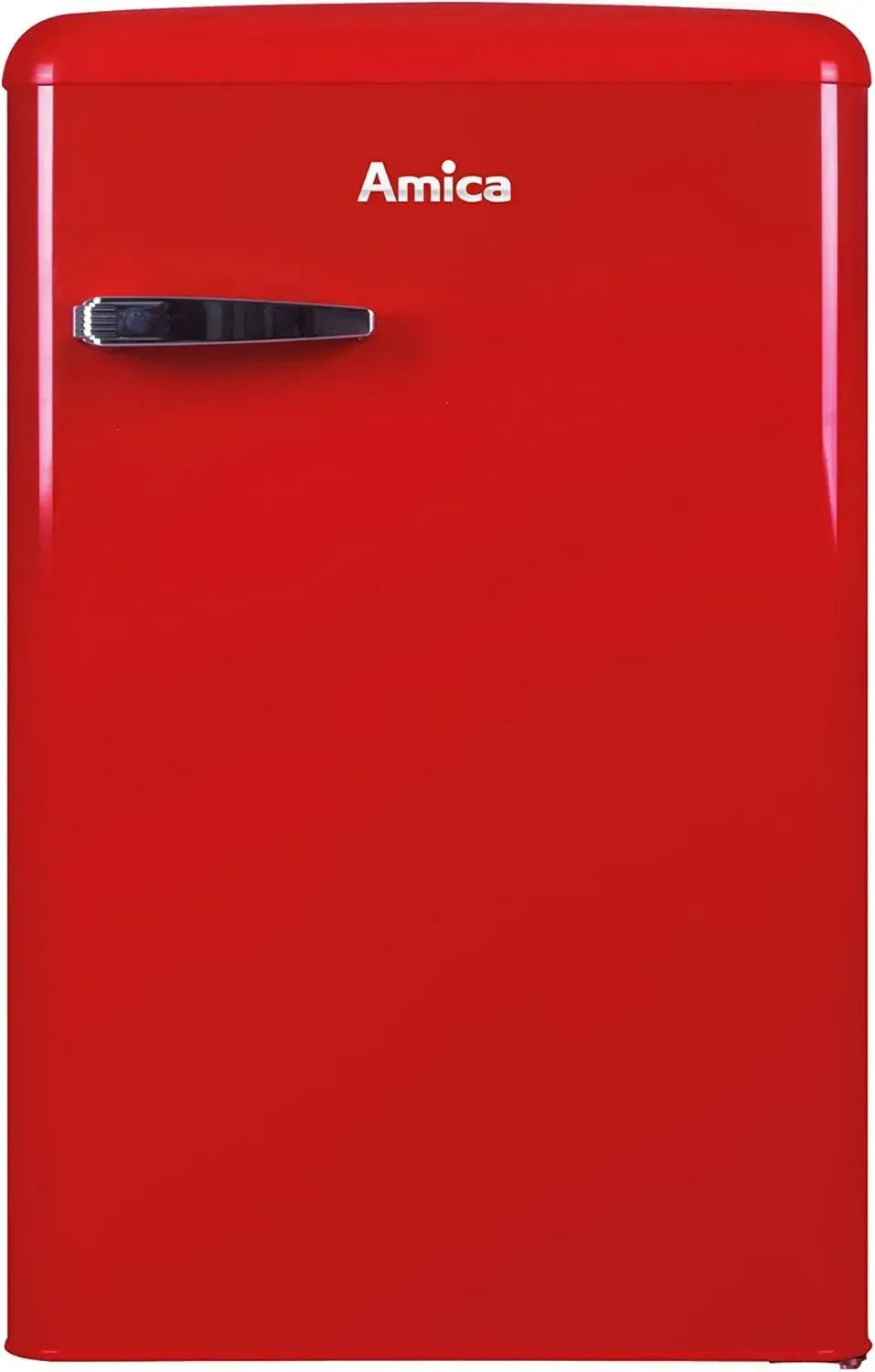 Retro Kühlschrank Amica KSR 361, 88cm, Rot, LED-Licht, Gefrierfach, Gemüseschublade