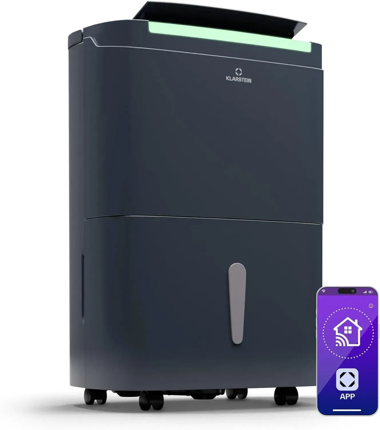 Klarstein Luftentfeuchter 50L mit WiFi, App-Steuerung, 7L Tank, Timer, für Räume bis 55m², tragbar, anthrazit