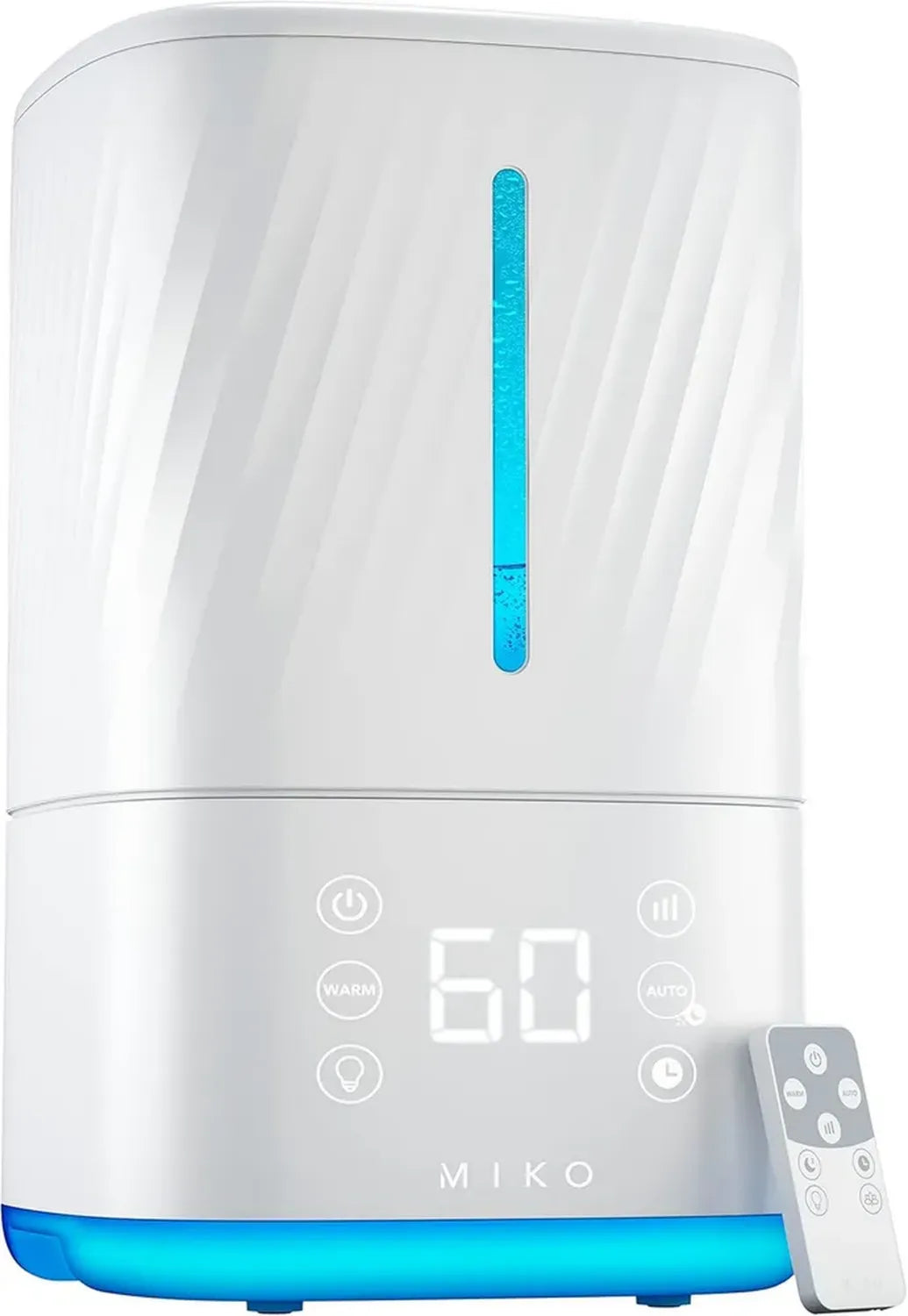 MIKO Ultraschall-Luftbefeuchter mit Kühl- und Warmnebelfunktion, ideal für große Räume und Schlafzimmer, mit Wasserfilter, Automatikmodus, auslaufsicher, Schlafmodus und integriertem Timer