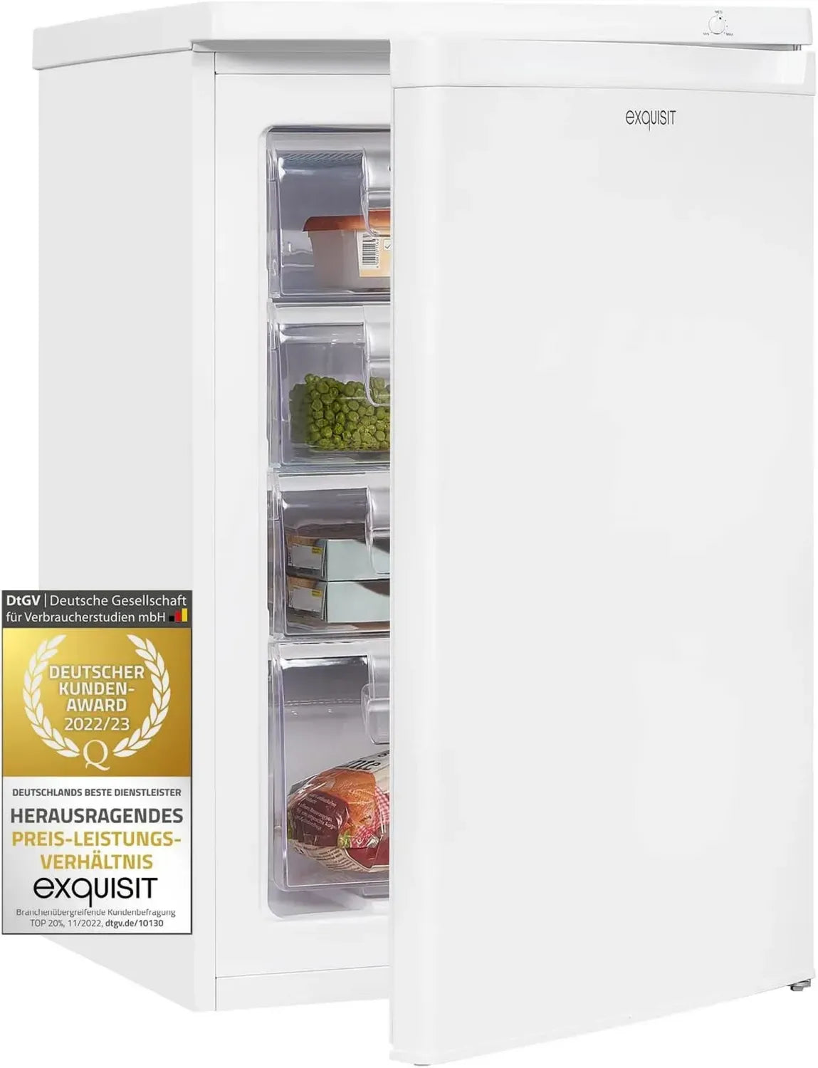 Exquisit Gefrierschrank GS12-040E, 91L, freistehend, Weiß