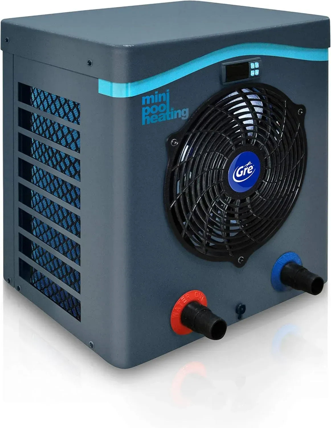 Effiziente Mini-Wärmepumpe für Aufstellpools bis 30 m³, graues Design