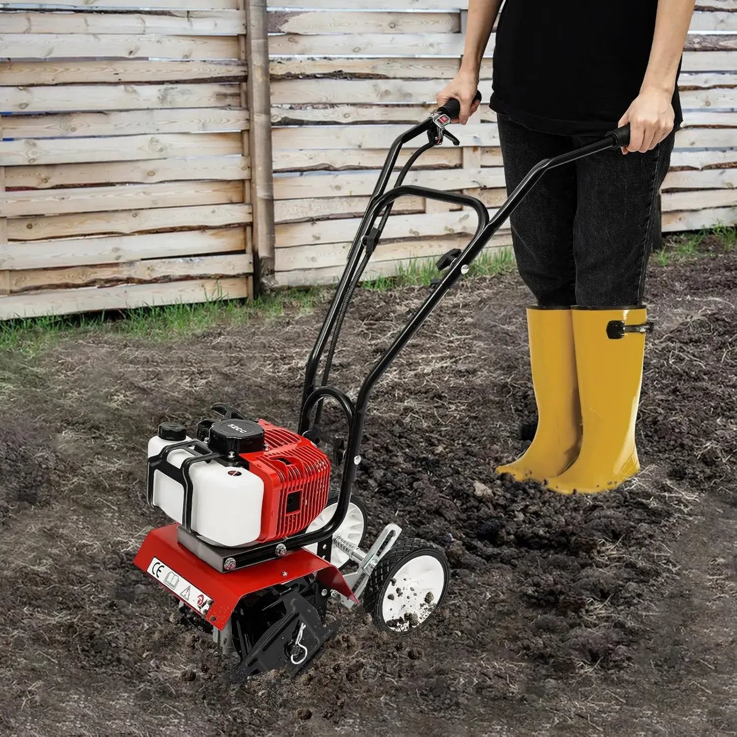Benzin-Gartenfräse, 2-Takt Motorhacke für Bodenbearbeitung, Arbeitsbreite 35 cm