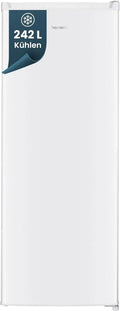homeX Kühlgerät 242L, freistehend, 5 Ablagen, leise, weiße LED-Beleuchtung, 143 cm