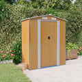 SECOLI Metall Geräteschuppen Hellbraun 192x108x223 cm Wetterfest für Garten