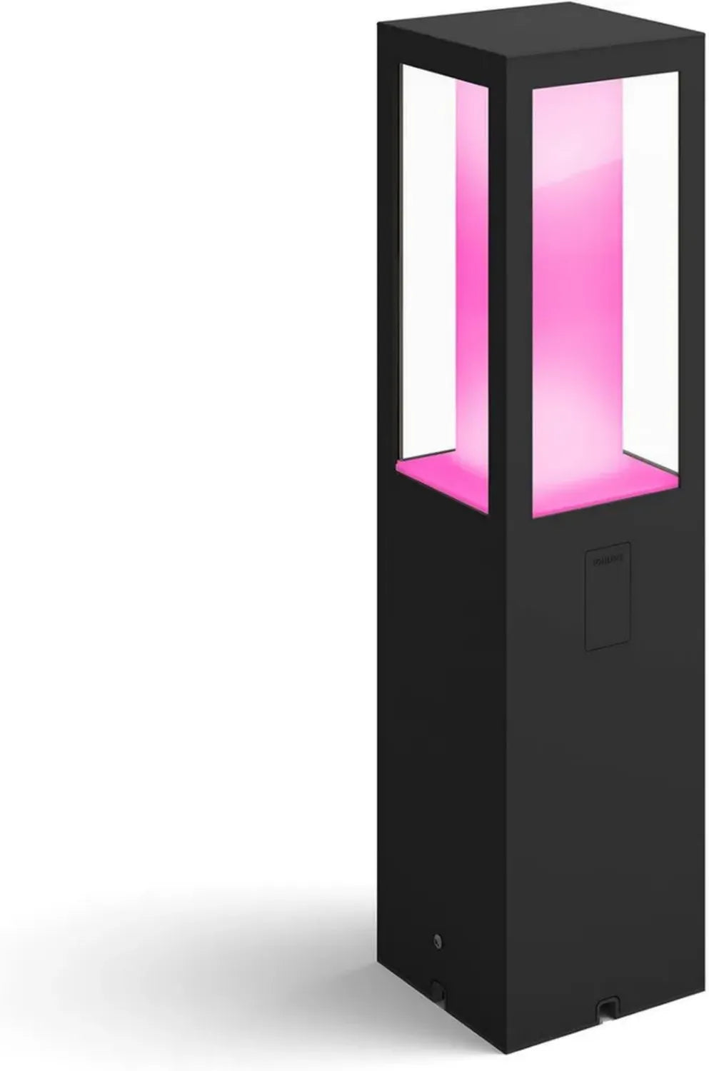 Philips Hue Impress LED Sockelleuchte für Außen, 16 Millionen Farben, App-Steuerung, Alexa-Kompatibel, Dimmbar, Schwarz