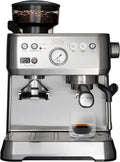 Solis Espressomaschine mit Mahlwerk und Milchaufschäumer, halbautomatisch, abnehmbarer Wassertank, Silber